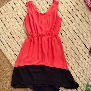 Sweet Storm Coral and Black Midi Dress